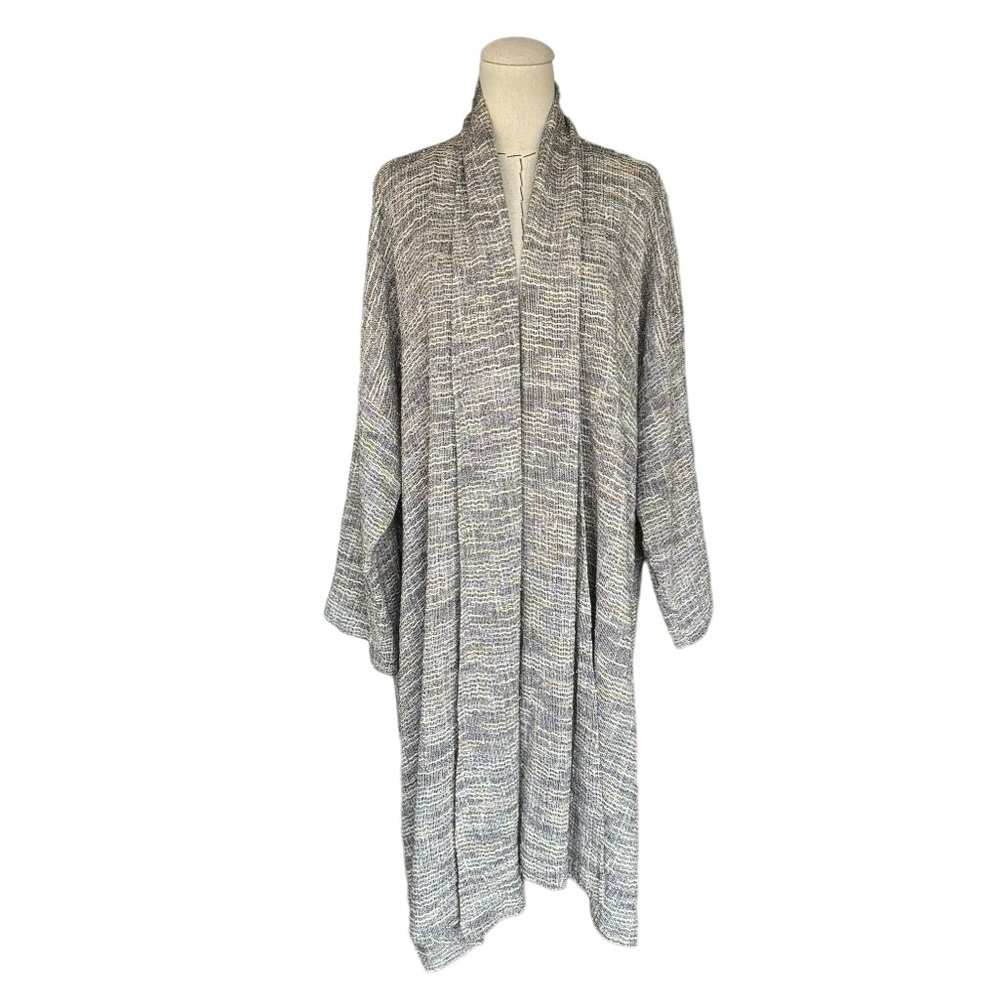 Eskandar Duster Kimono Long Open Front Jacket Shawl Cardigan Linen Blend GOOP